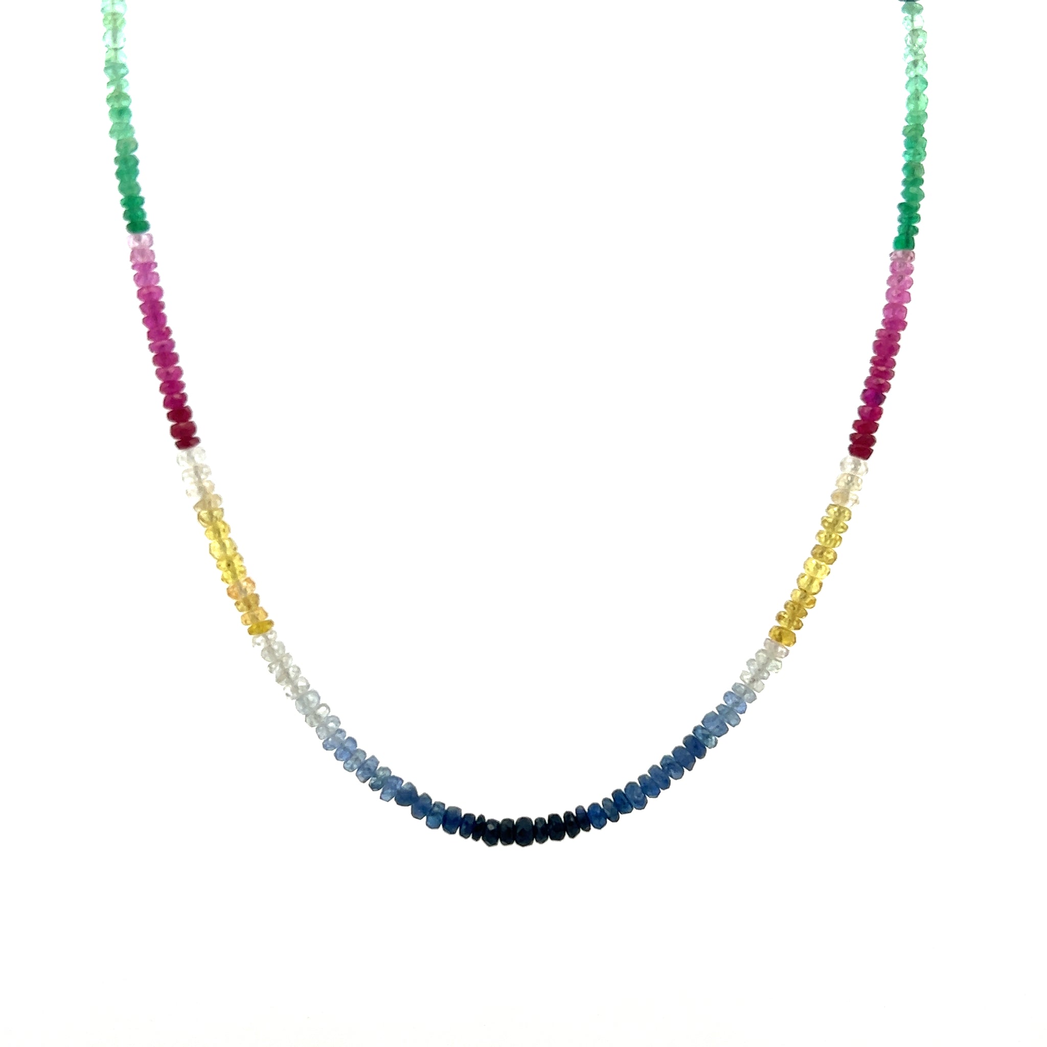 Natural Handmade Necklace Multi Sapphire Gemstone Rainbow Faceted Beaded Jewelry