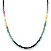 Natural Ruby / Emerald / Sapphire Multi Rondelle Facet Cut Beads Necklace