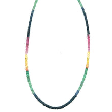 Natural Ruby / Emerald / Sapphire Multi Rondelle Facet Cut Beads Necklace