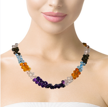 Natural Handmade Necklace Citrine, Blue Topaz, Amethyst, Smoky Quartz and Rose Quartz Gemstone Faceted Dew Drop Jewelry