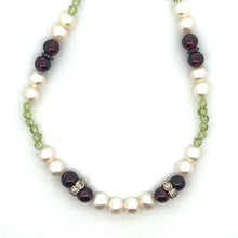 Natural Garnet Peridot Pearl Round Plain Handmade Gemstone Necklace