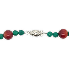 Natural Carnelian Jade Gemstone & Glass Facet Ball Handmade Necklace