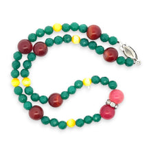 Natural Carnelian Jade Gemstone & Glass Facet Ball Handmade Necklace