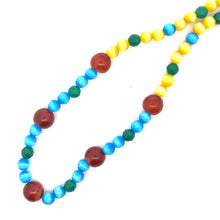 Natural Carnelian Agate Gemstone Beaded Necklace | 10mm Round, 6mm Multicolor Glass Beads 16.5