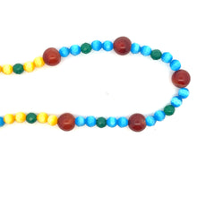 Natural Carnelian Agate Gemstone Beaded Necklace | 10mm Round, 6mm Multicolor Glass Beads 16.5