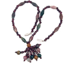 Natural Jasper Balloon & Garnet Gemstone Necklace Jewelry