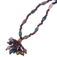 Natural Jasper Balloon & Garnet Gemstone Necklace Jewelry