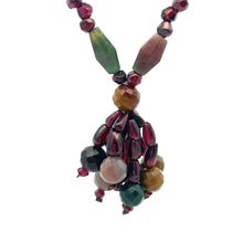 Natural Jasper Balloon & Garnet Gemstone Necklace Jewelry