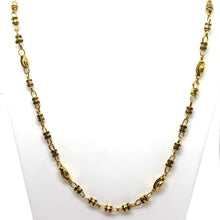 Barrel shaped links with engraved beads gold plated Chain Necklace Jewelry