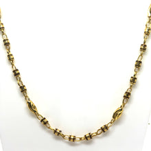 Barrel shaped links with engraved beads gold plated Chain Necklace Jewelry