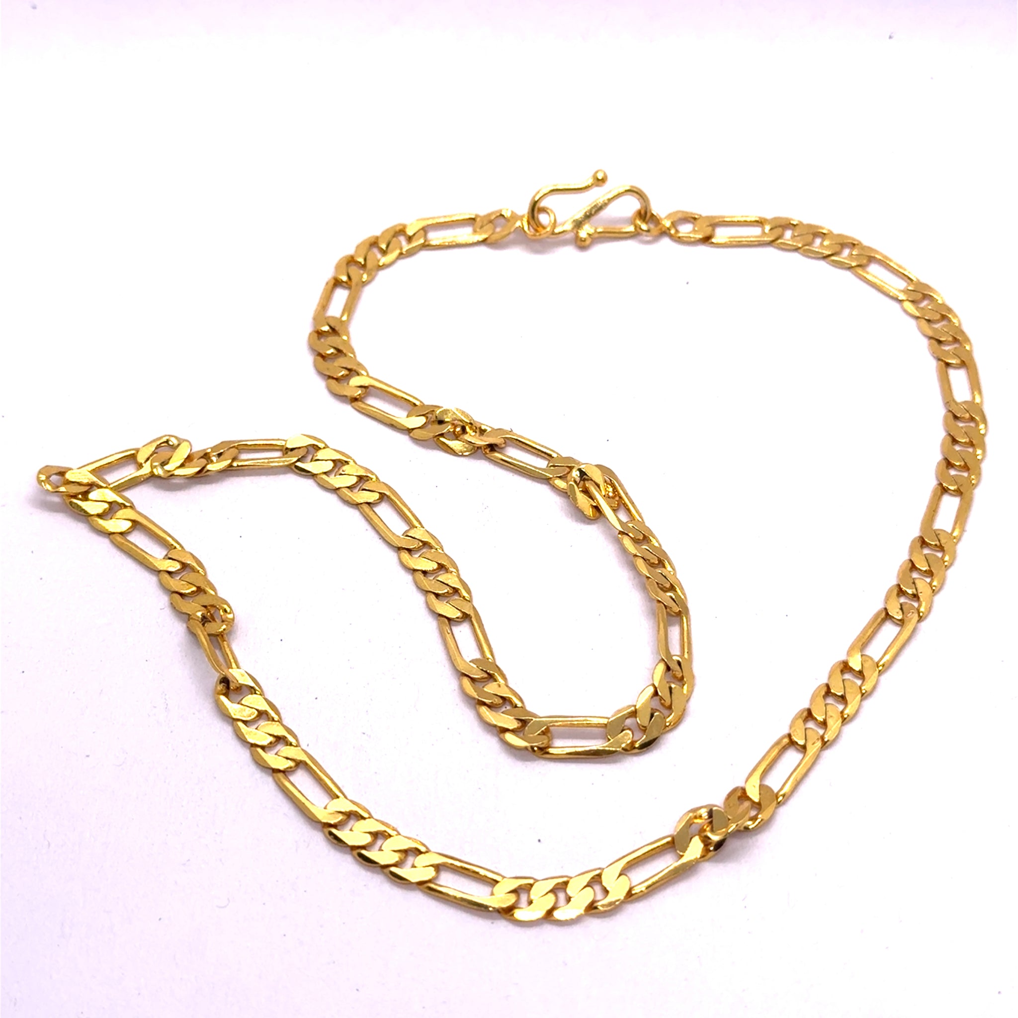 Gold Plated Chain Figaro Unique Fashion Necklace Jewelry