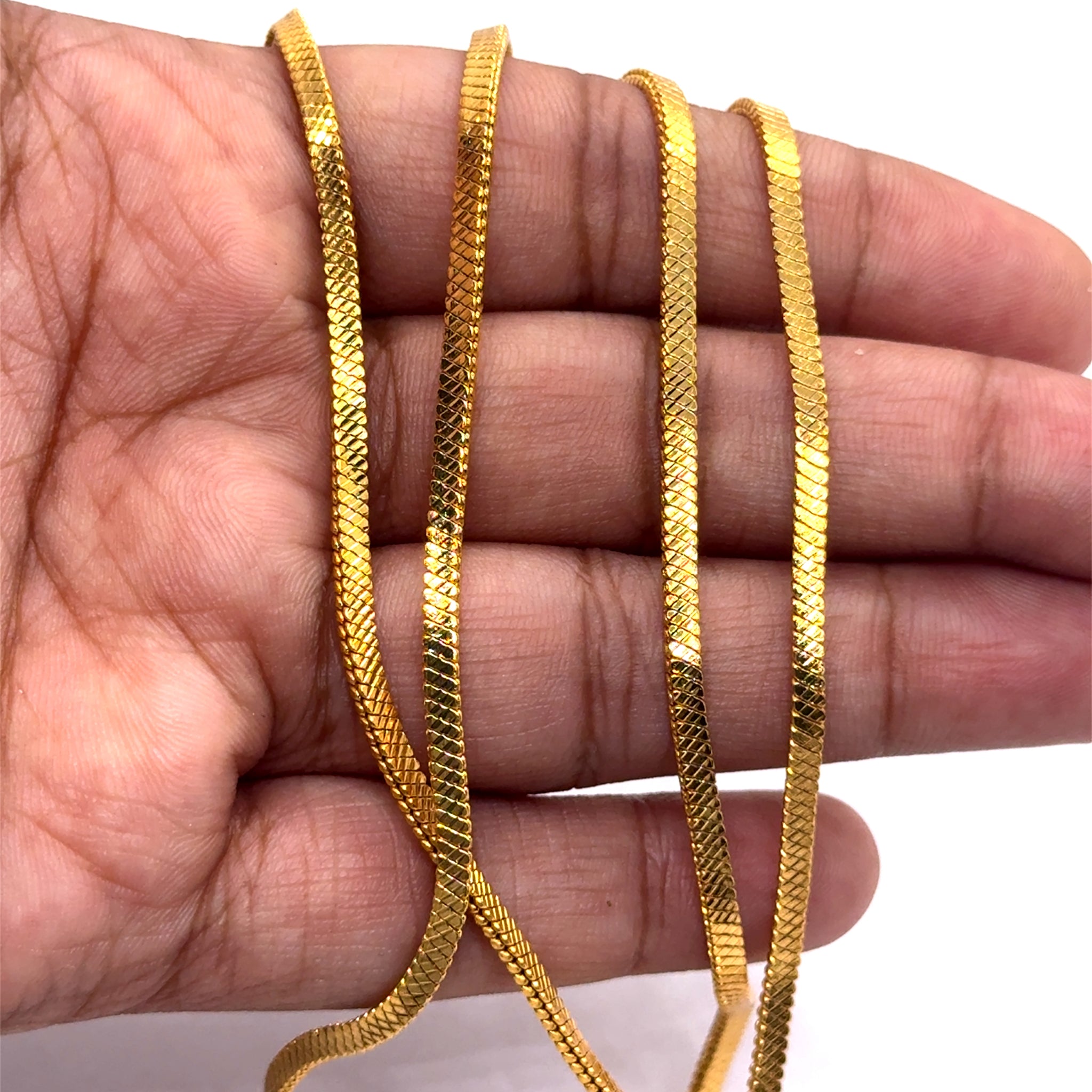 Textured Flat Flexi Gold Plated Chain Necklace Jewelry