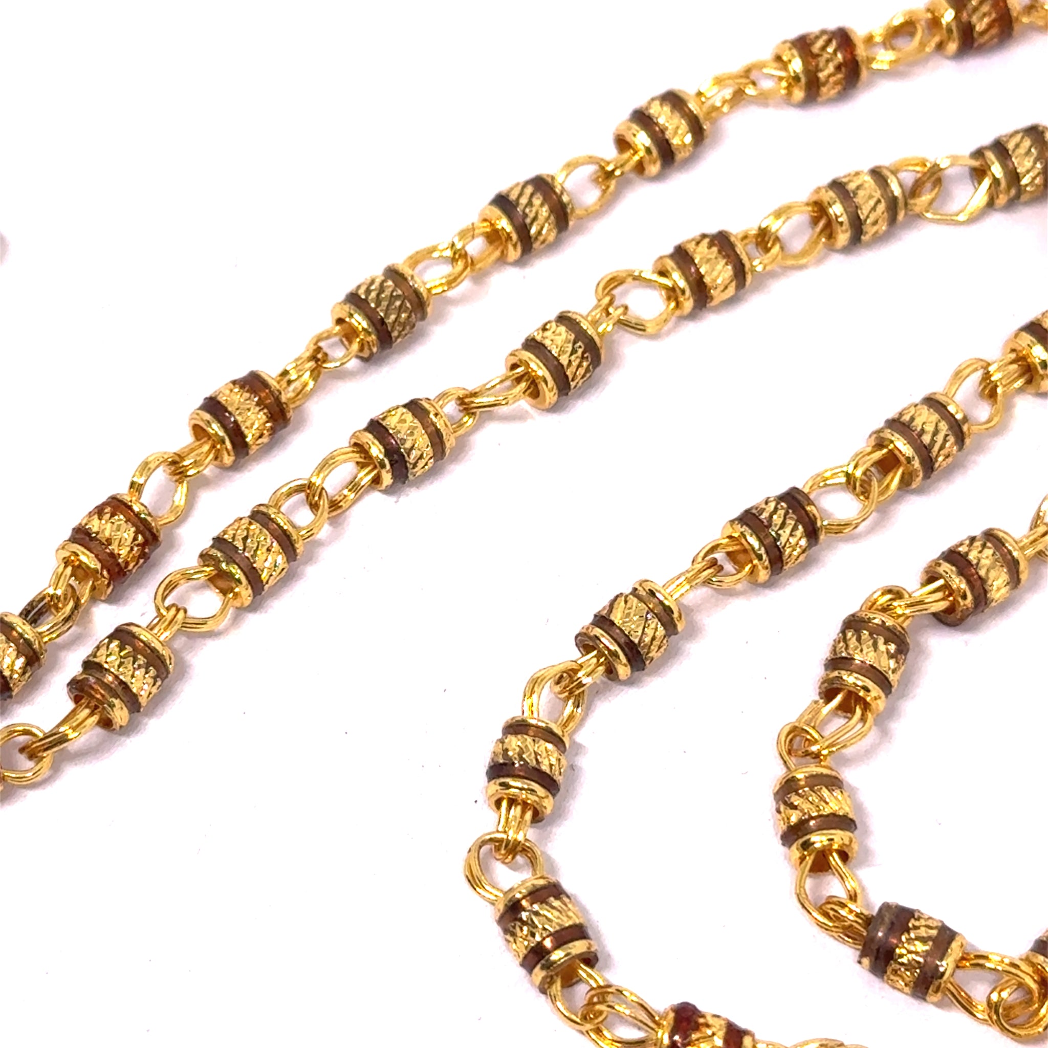 Gold Plated Chain Cylindrical Cross-Patterned Linked Necklace Jewelry