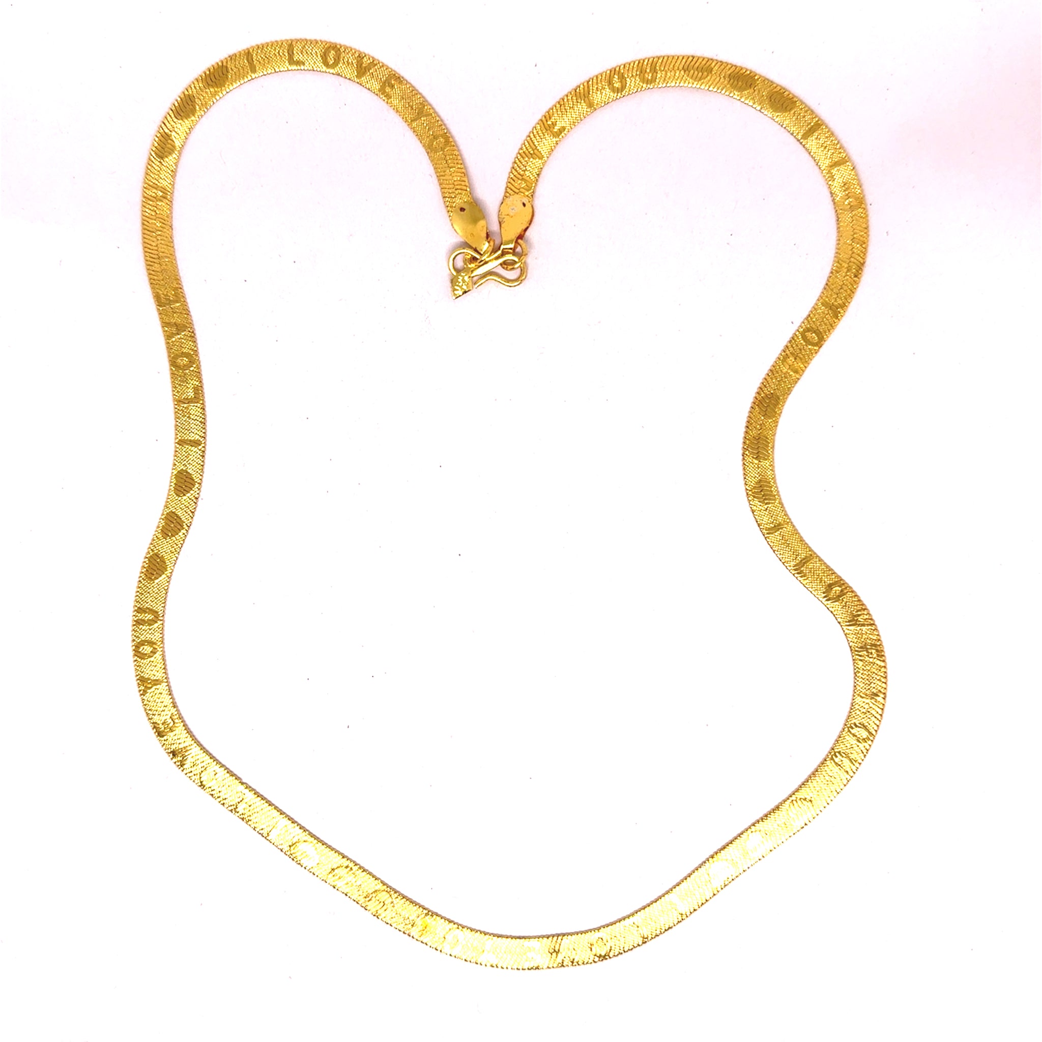 Micron Gold Plated I Love You Initial Snake Gold Plated Chain Necklace Jewelry