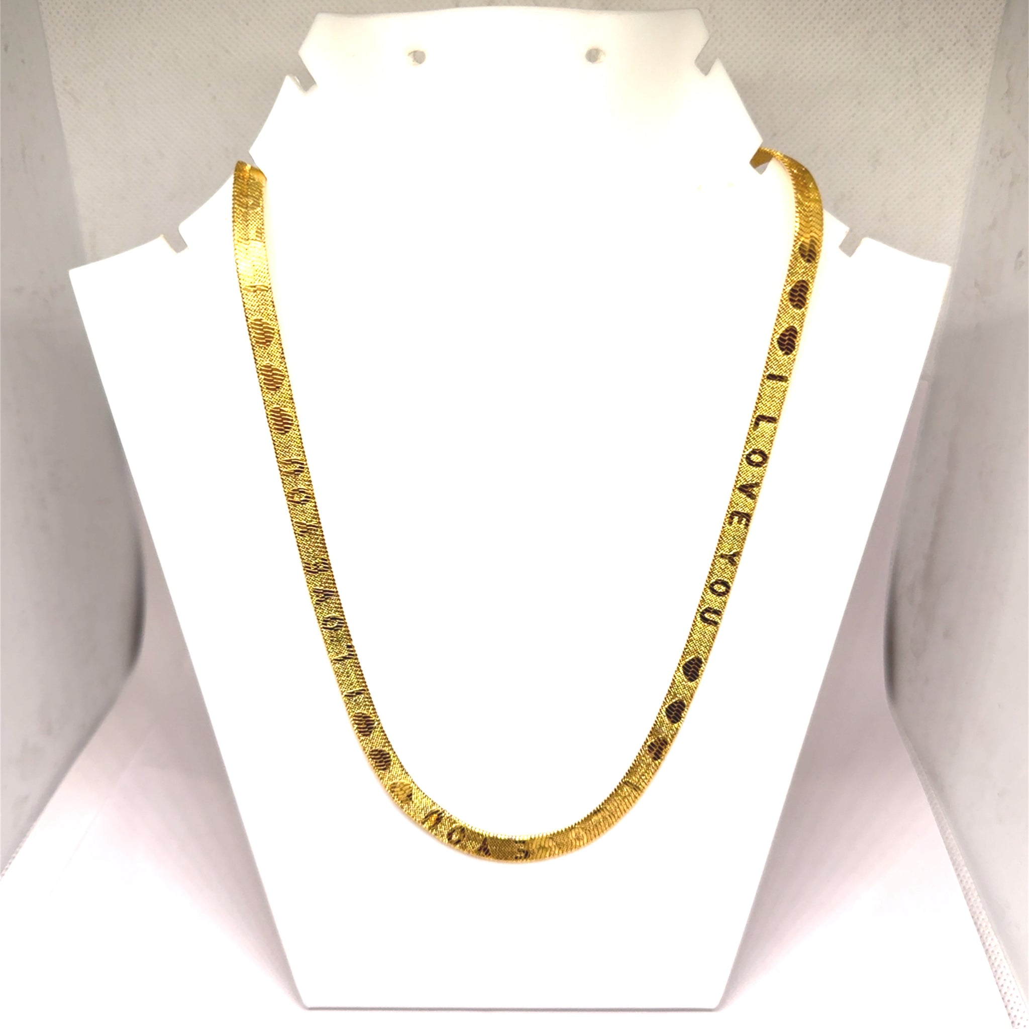Micron Gold Plated I Love You Initial Snake Gold Plated Chain Necklace Jewelry