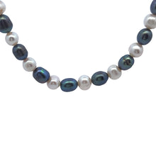 Classic White & Grey Smooth Button Pearl Necklace