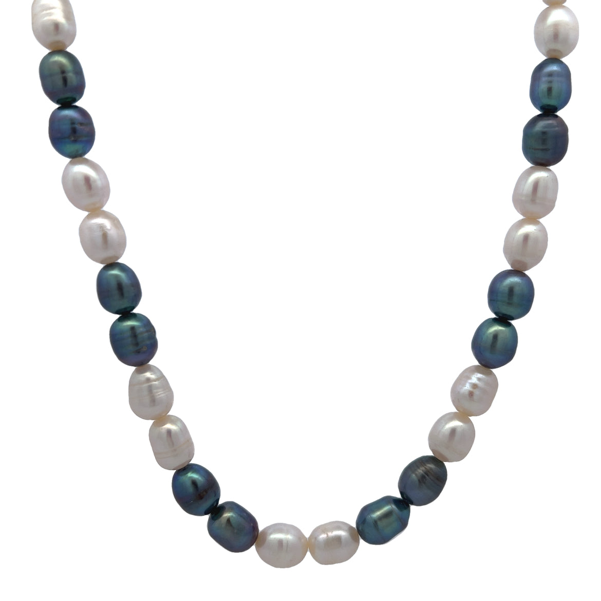 Classic Two-Tone June Plain Birthstone Pearl Necklace