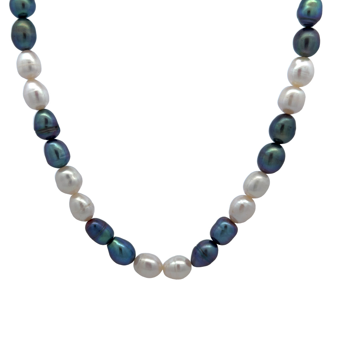 Elegant Two-Tone June Birthstone Plain Pearl Necklace