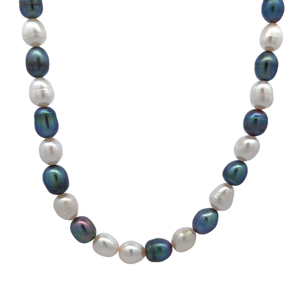 Classic Two-Tone Plain Pearl June Birthstone Necklace