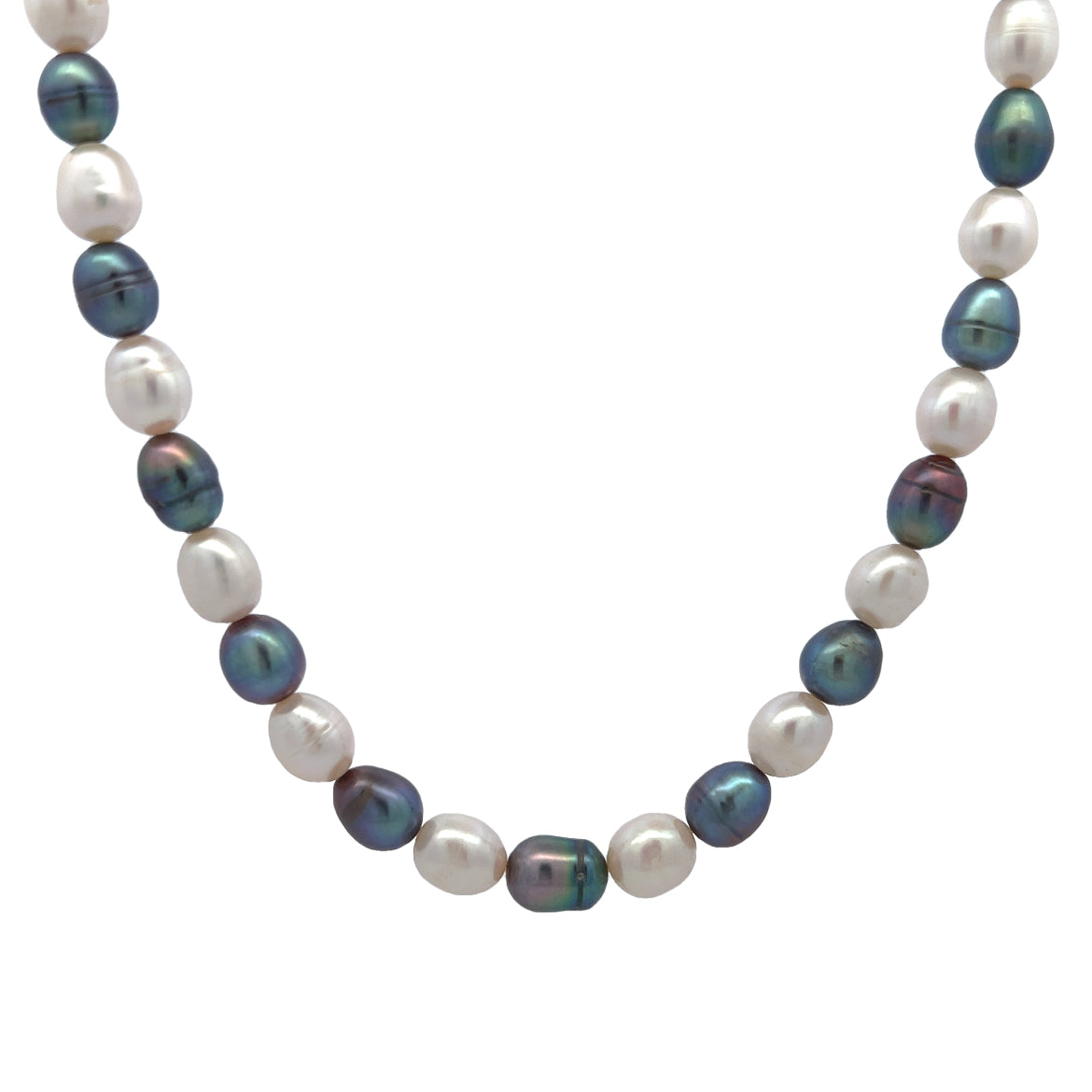 Elegant Two-Tone Plain Pearl Necklace June Birthstone