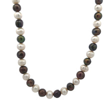 Classic Two-Tone Plain Ringed Birthstone Pearl Necklace