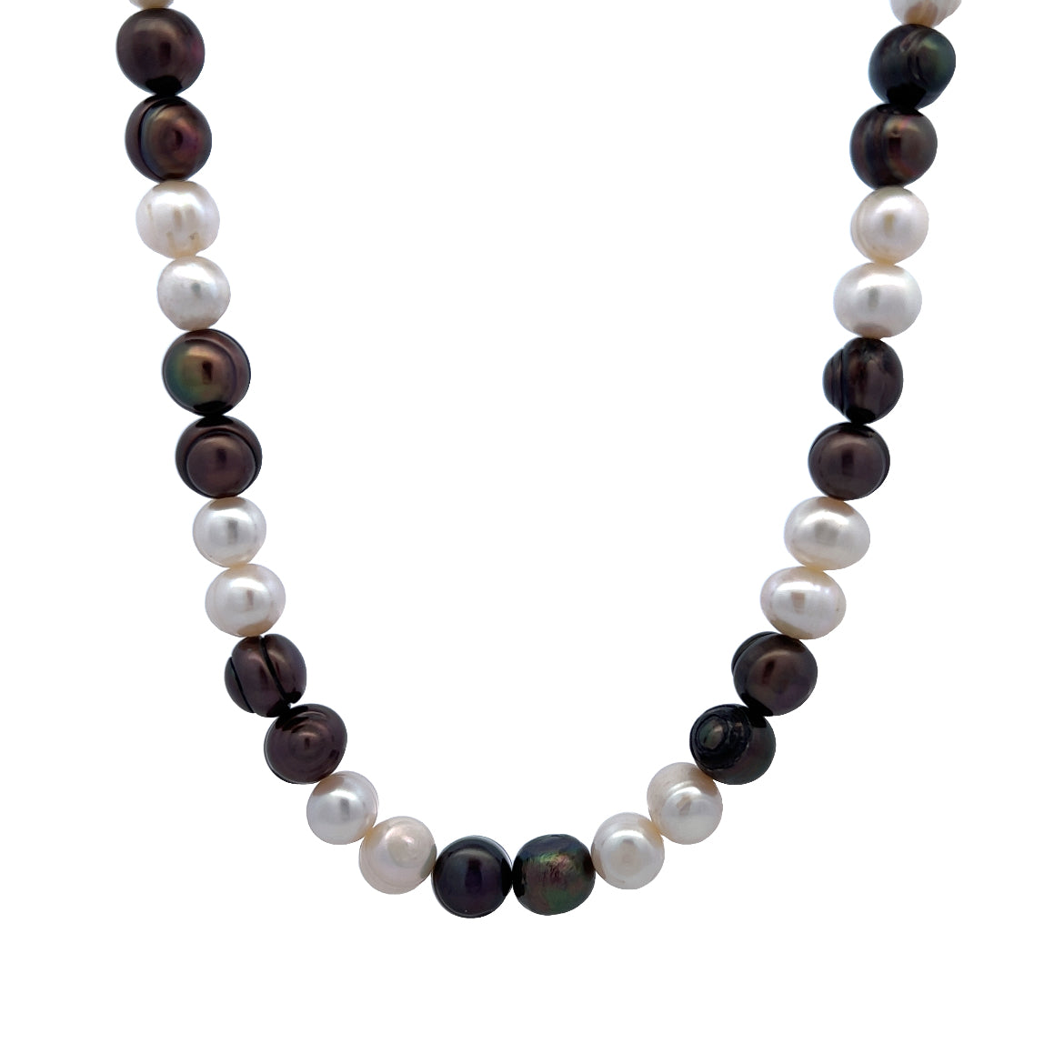 Pearl Two-Tone Plain Ringed Elegant Necklace