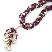 Natural Garnet Ball & Fresh Water Pearl Gemstone Necklace Jewelry