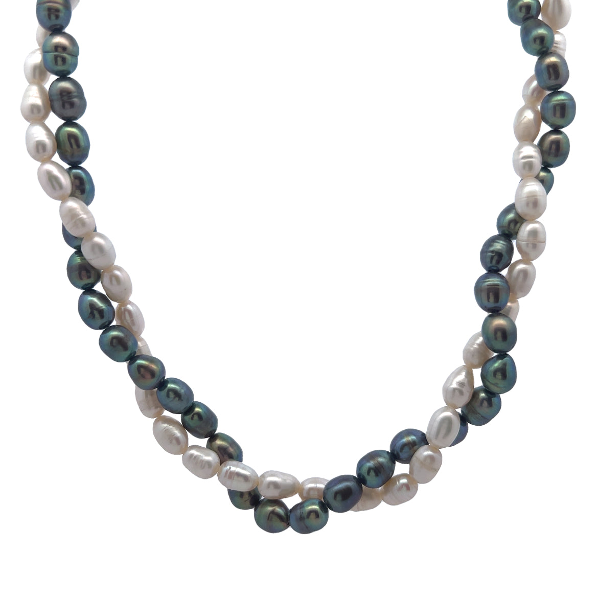 Classic Pearl Two-Tone Twisted Plain Necklace