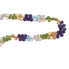 Natural Swiss Blue Topaz Rose Quartz Peridot Citrine Amethyst Gemstone Semi Necklace