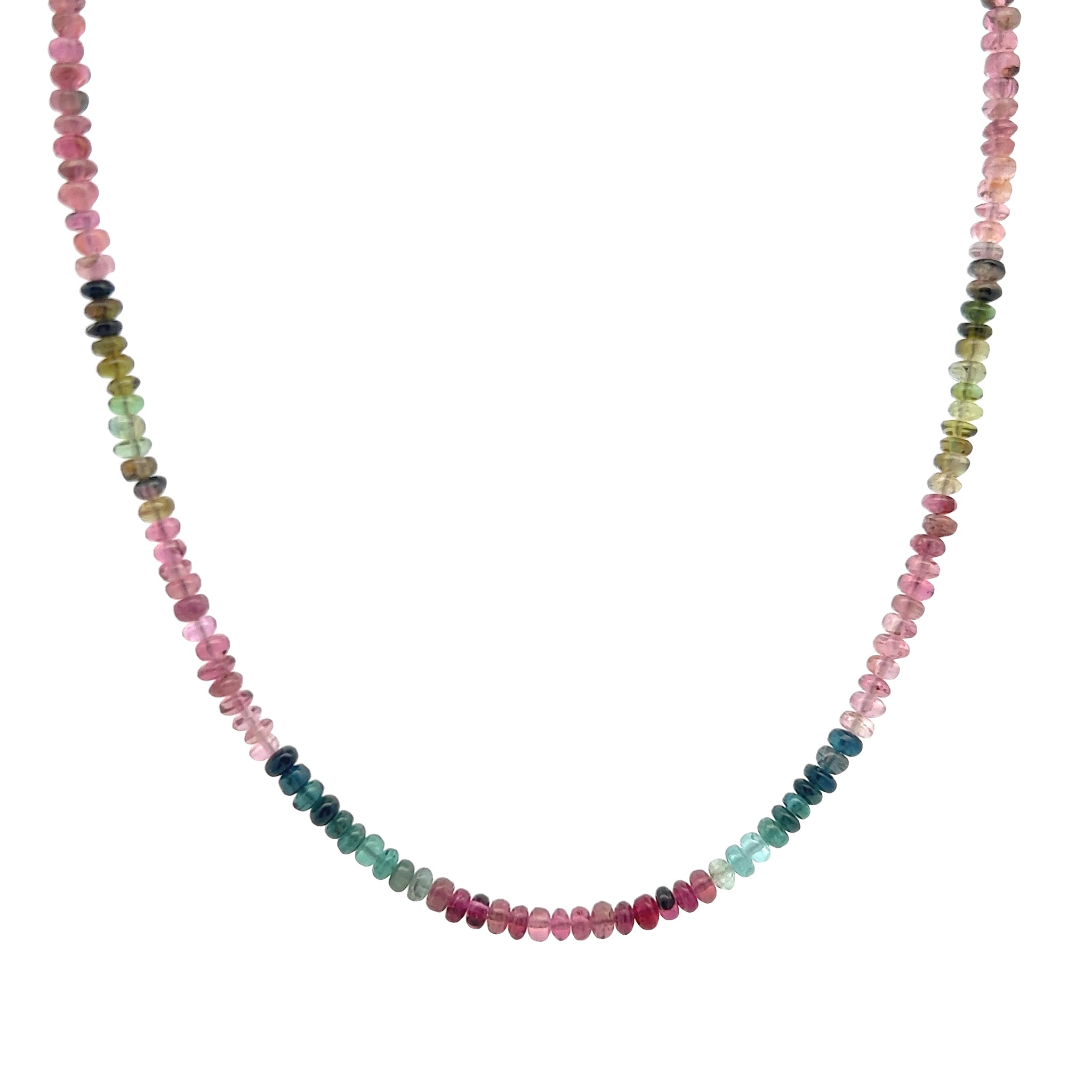 Natural Multi Tourmaline Plain Rondelle Gemstone Necklace Jewelry