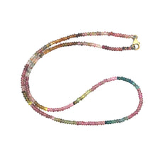 Natural Multi Tourmaline Rondelle Plain Bead Gemstone Necklace Jewelry