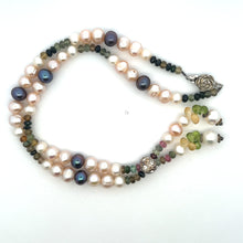 Natural Multi Tourmaline Pearl Peridot Citrine Handmade Necklace