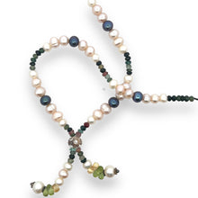 Natural Multi Tourmaline Pearl Peridot Citrine Semiprecious Necklace