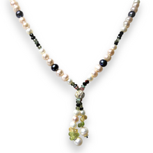 Natural Multi Tourmaline Pearl Peridot Citrine Semiprecious Necklace