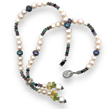 Natural Multi Tourmaline Pearl Citrine Peridot Beads Gemstone Necklace