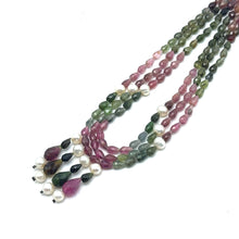 Natural Tourmaline & Pearl Briolette Drop Gemstone Necklace