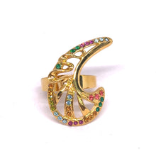 Contemporary Pendant Chain Earring with Ring Aurora Abstract Leaf Design with Swarovski Jewellery Set