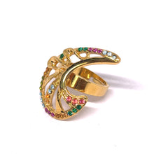 Contemporary Pendant Chain Earring with Ring Aurora Abstract Leaf Design with Swarovski Jewellery Set