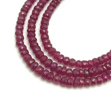 Natural Precious Necklace Ruby Gem Beads 3 Strands Layered Unique Jewelry