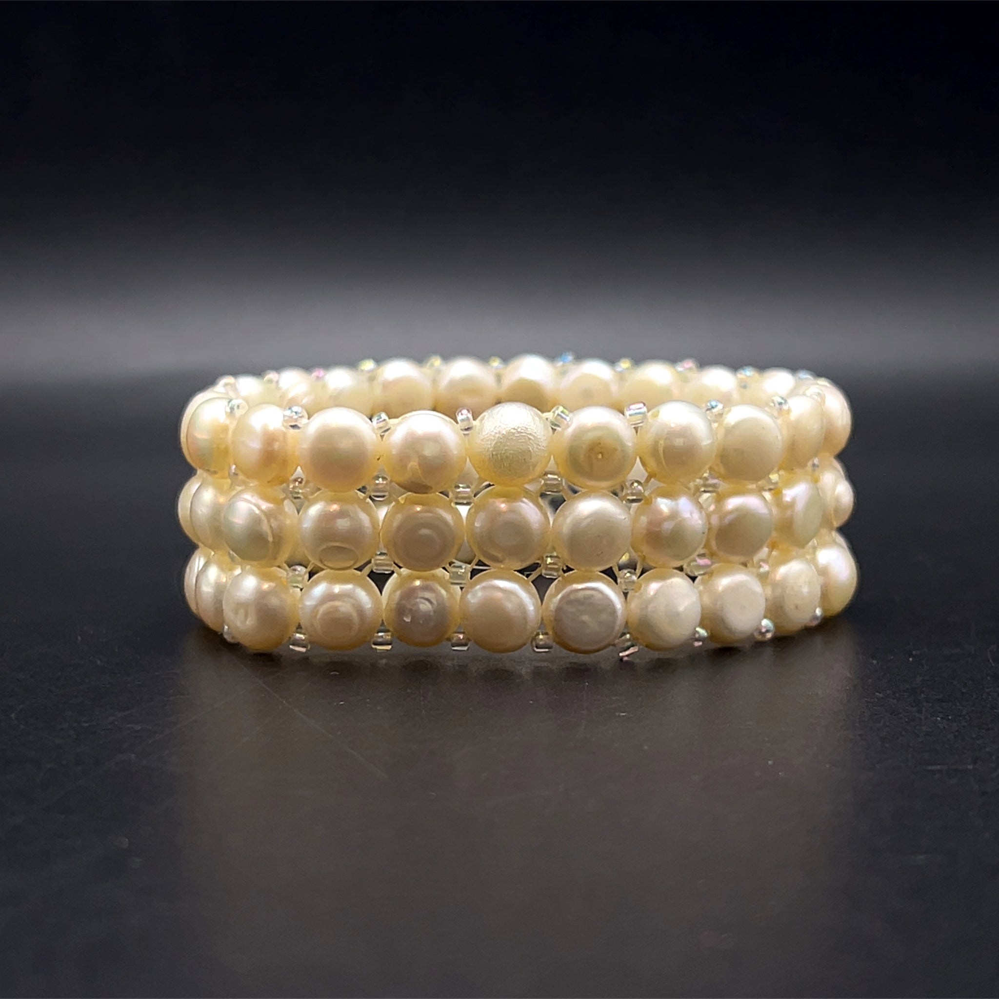 Bracelet Freshwater Pearl Cool White Button Shape Elegant June Birthstone Jewelry Balance Healing and Timeless Natural Beauty