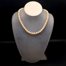 Natural Freshwater Pearl 8mm Pink Ringed Necklace 16.2inch Stunning Jewelry for Love and Heart Chakra Energy