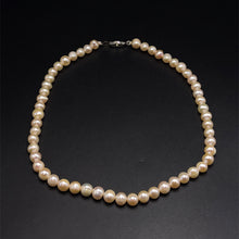 Natural Freshwater Pearl 8mm Pink Ringed Necklace 16.2inch Stunning Jewelry for Love and Heart Chakra Energy