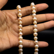 Natural Freshwater Pearl 8mm Pink Ringed Necklace 16.2inch Stunning Jewelry for Love and Heart Chakra Energy