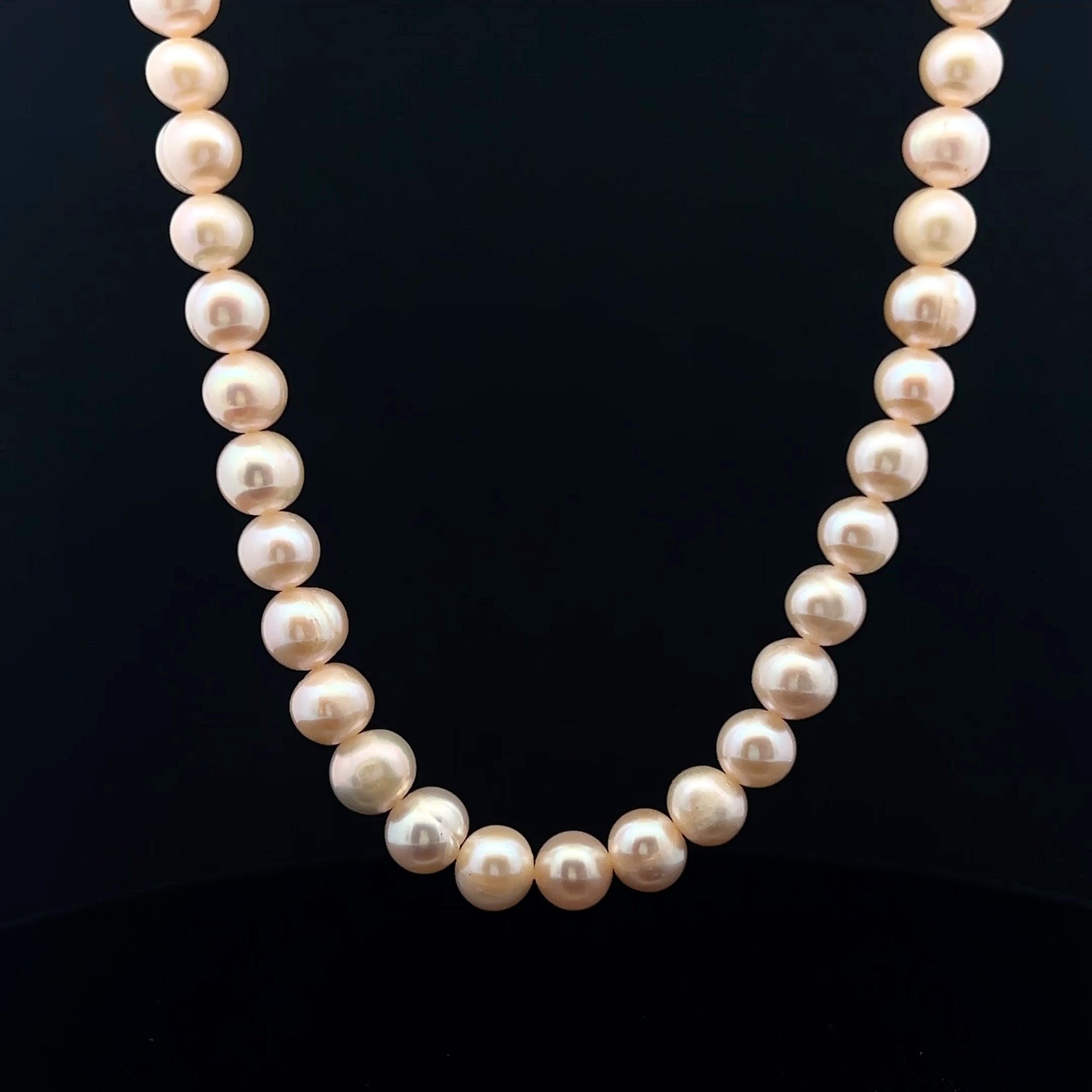 Natural Freshwater Pearl 8mm Pink Ringed Necklace 16.2inch Stunning Jewelry for Love and Heart Chakra Energy