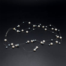 Natural Freshwater Pearl Round 6mm Oval 5x4mm White Grey Necklace 17.5inch Elegant Shine Jewelry for Harmony and Beauty