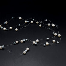 Natural Freshwater Pearl Round 6mm Oval 5x4mm White Grey Necklace 17.5inch Elegant Shine Jewelry for Harmony and Beauty