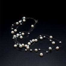 Natural Freshwater Pearl Round 6mm Oval 5x4mm White Grey Necklace 17.5inch Elegant Shine Jewelry for Harmony and Beauty