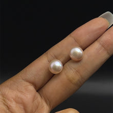 Handmade Freshwater Pearl Stud Earrings Lavender Button Shaped Plain Smooth 8-10mm Chic Studs for Calm Energy Love and Care