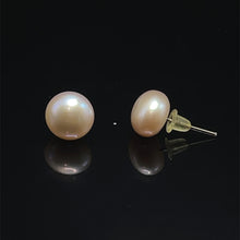 Handmade Freshwater Pearl Stud Earrings Lavender Button Shaped Plain Smooth 8-10mm Chic Studs for Calm Energy Love and Care