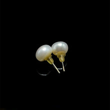 Freshwater Pearl Earrings White Button Stud 8-10mm Very Good Luster Classic Jewelry Gift for Her Purity and Love